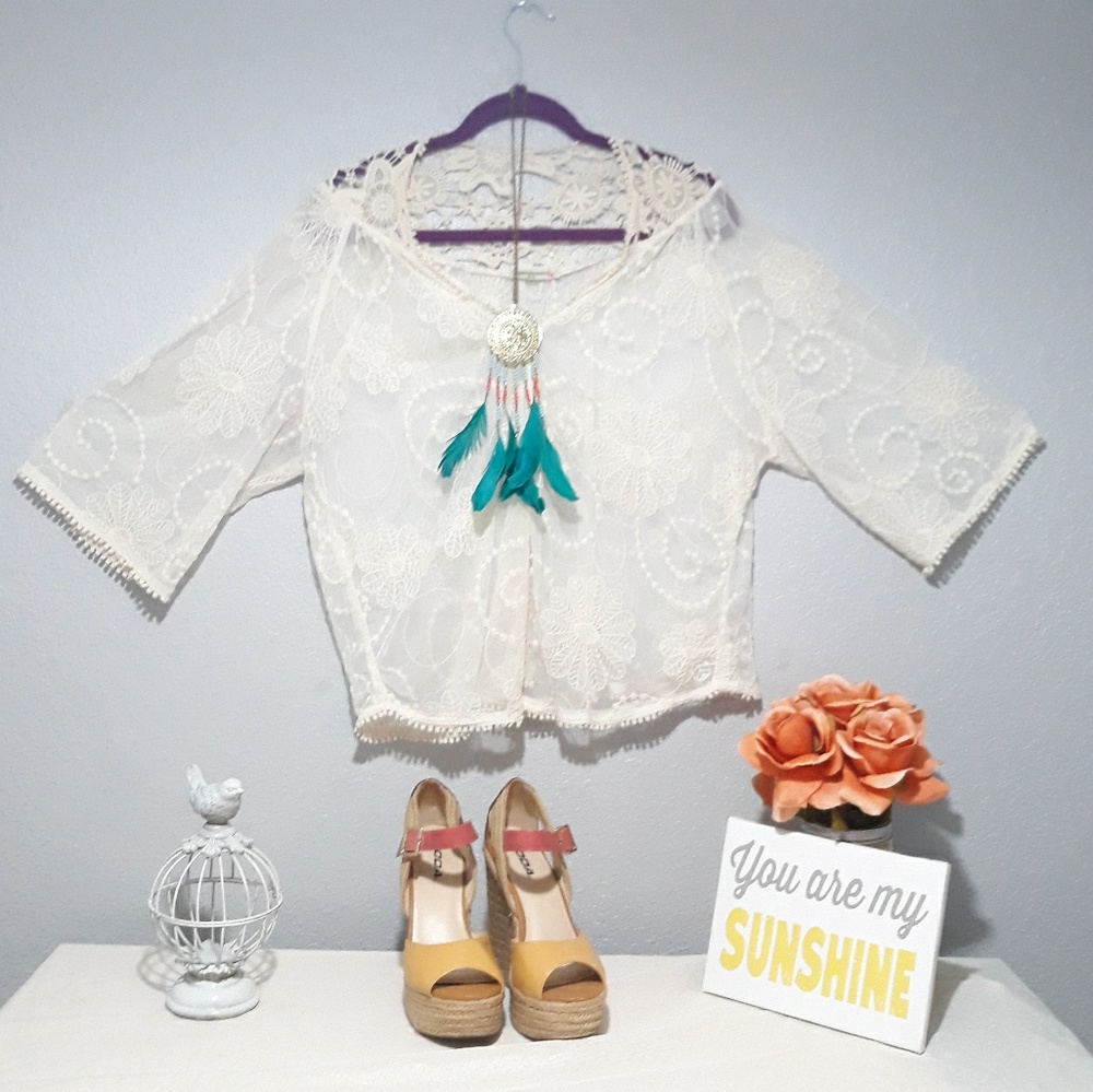 Vivid Collection  of NY |Romantic Ivory  Lace Top